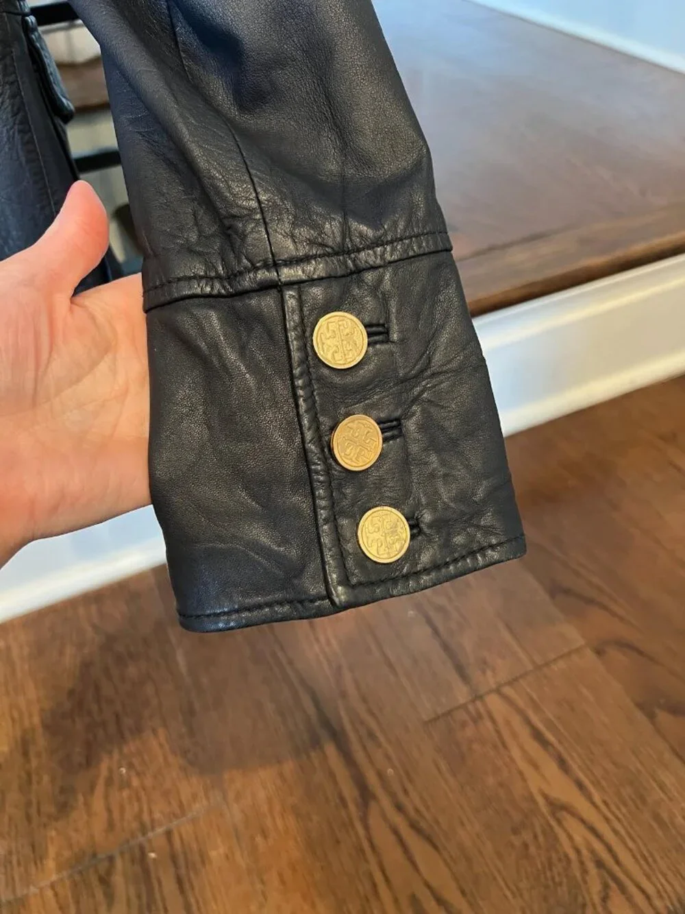 Tory Burch Black Leather Military Style Jacket Sz XS